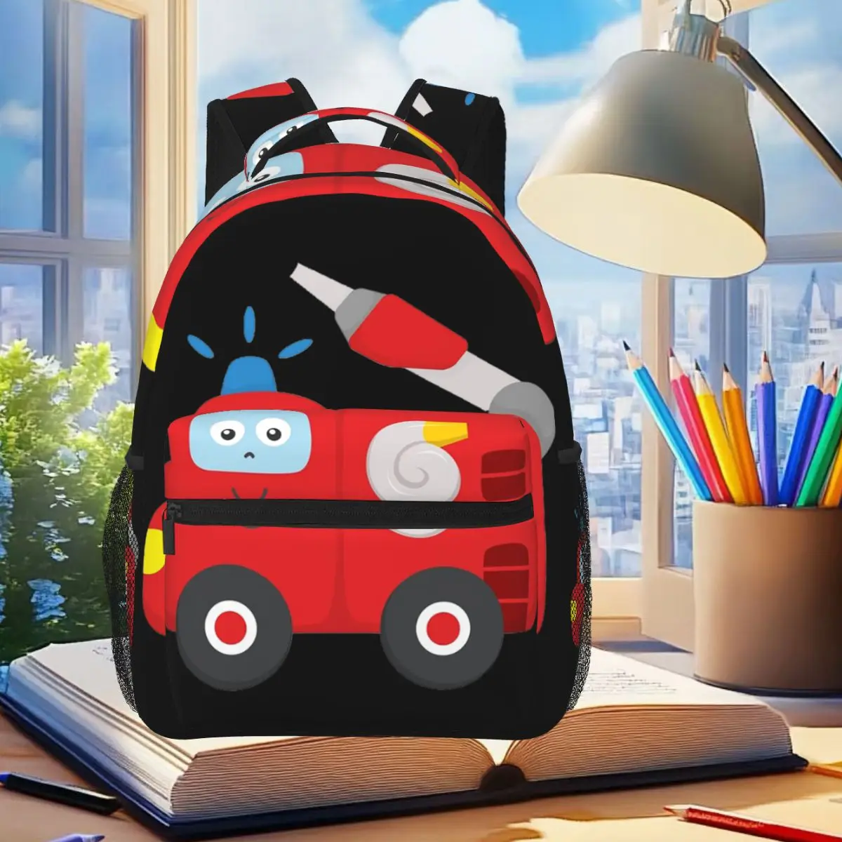 

Fire Truck Toddler Boys Girls Baby Student Backpack School Bag Hiking Travel Daypack for Boys Girls Fashion Bookbag Shoulder Bag