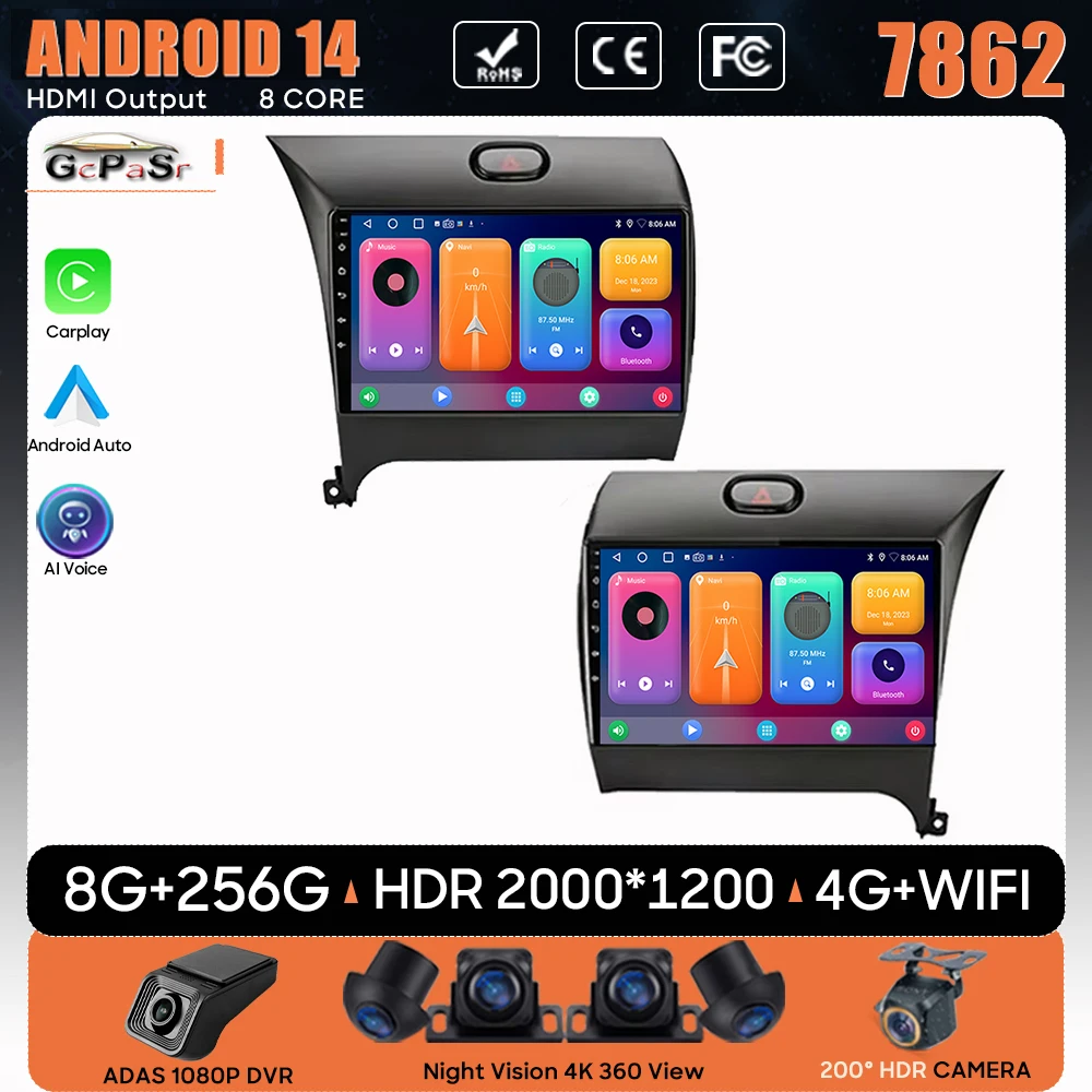 

Car Radio Android 14 For KIA Cerato 3 Forte K3 2013 - 2017 Navigation GPS Carplay Android Auto Multimedia Player Stereo No 2din