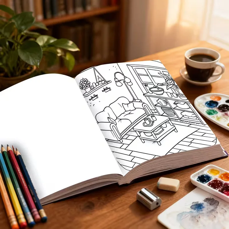 Cozy Corner Adult Coloring Book Comfortable Home Scenes for Relaxation Mindfulness Stress Relief Creative Gift
