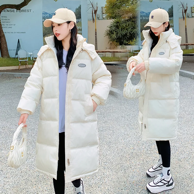 2024 New Fashionable Zipper Down Cotton Jacket for Women, Medium To Long, Hooded, Winter Thick Cotton Coat, Cotton Jacket