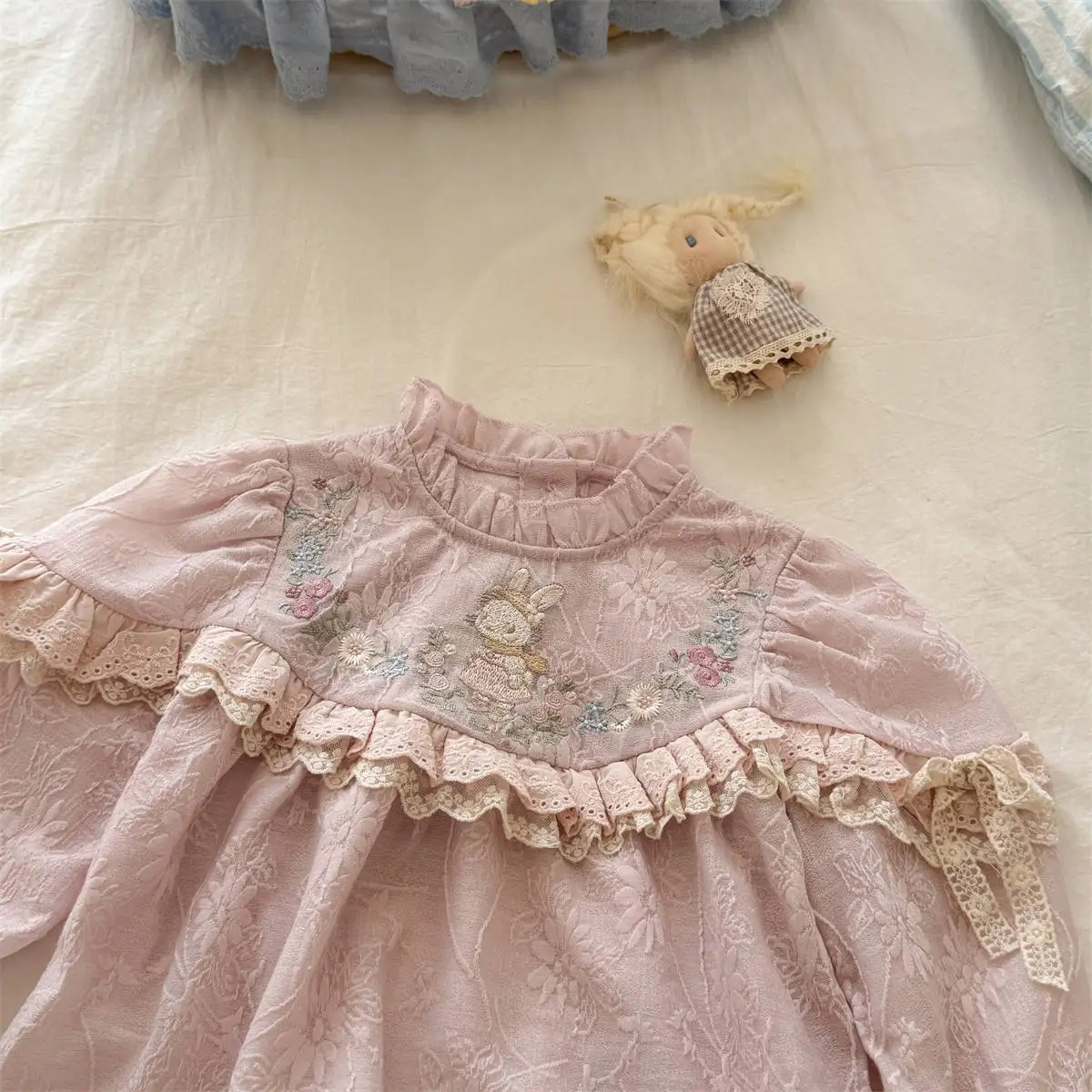 Girl Shirt 2026 Spring and Autumn New Children's Clothing Korean Style Girl Baby Sweet Lace Embroidery Broken Flower Doll Shirt - view 5