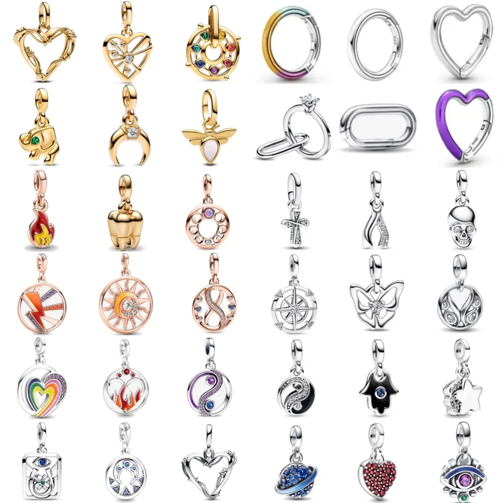 Hot Selling 925 Silver ME Series Golden Tooth Elephant Pendant, Suitable for European Original ME Bracelet DIY Charm Jewelry