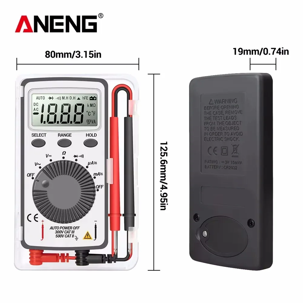 ANENG AN101 Mini Digital Multimeter1999 T-RMS AC/DC NCV Capacitance Ammeter Voltmeter Tester Multimetro Digital Profesional Test