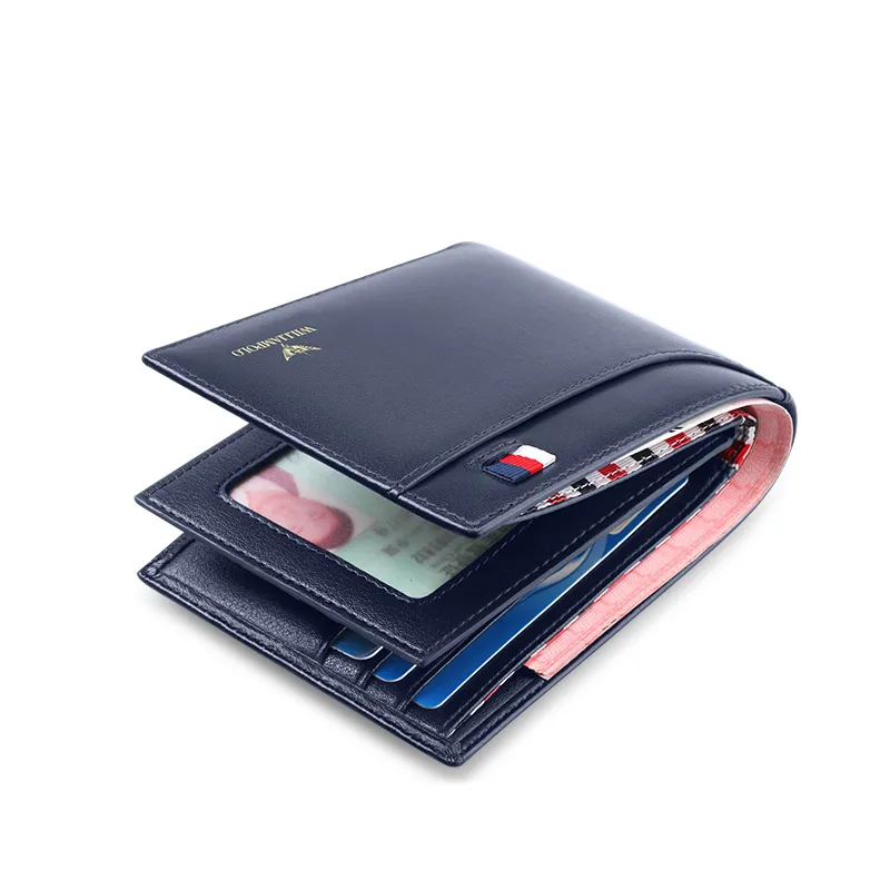 WILLIAMPOLO Luxury Brand Men Wallet Genuine Leather Bifold Wallet Bank Credit Card Case ID Holders Male Coin Purse Pockets