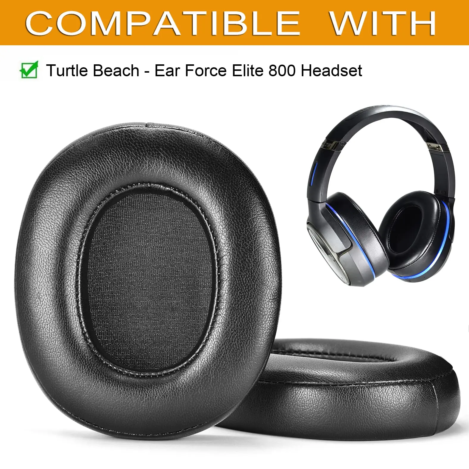 Ear Cushions for Turtle Beach Elite 800 Headphones Professional Replacement Ear Pads with Softer Leather Noise Isolation Foam