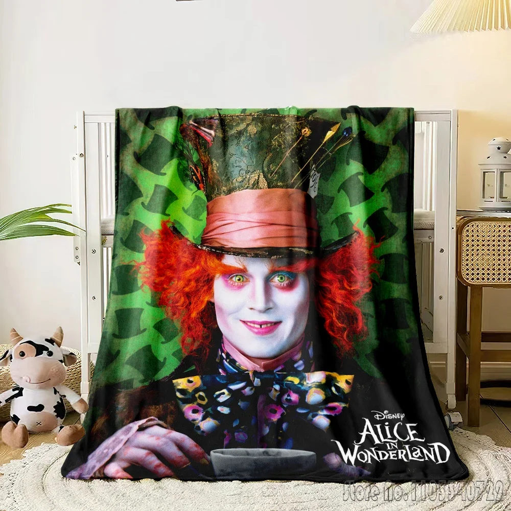 Alice in Wonderland Cartoon 3D Printed Cute Kids Blanket Throw for Bed Sofa Decor Fleece Nap Blankets Boys Girls Children Gift