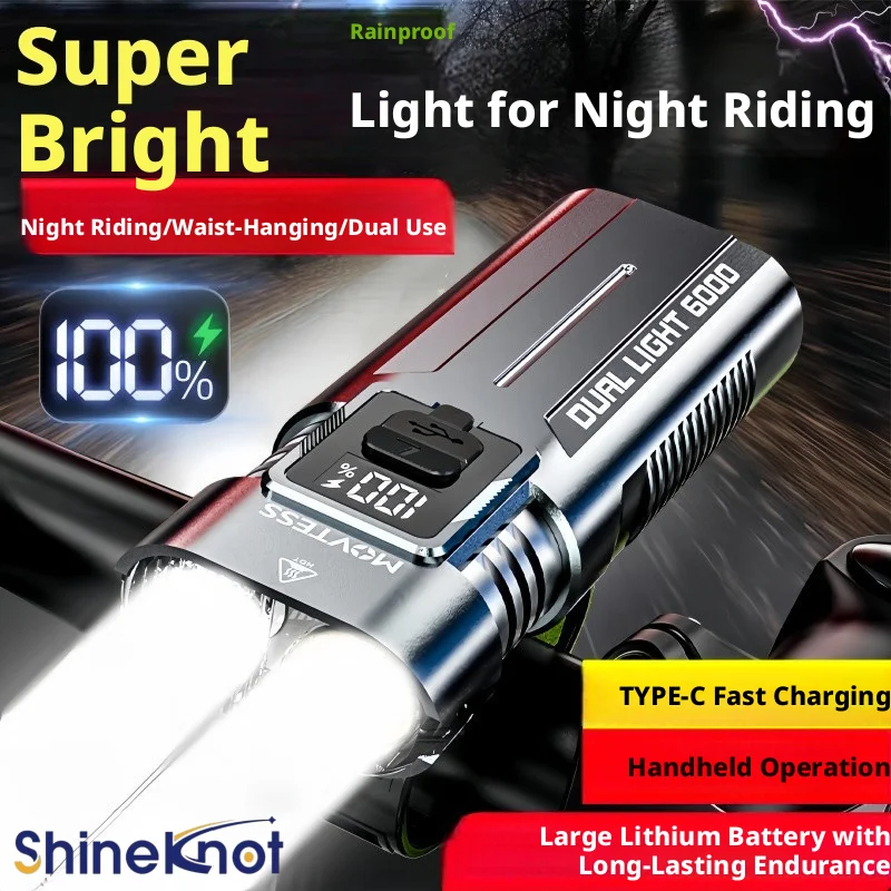 SHINEKNOT Led Aluminum Alloy Strong Light Rechargeable Flashlight Night Riding High Brightness Riding Front Light