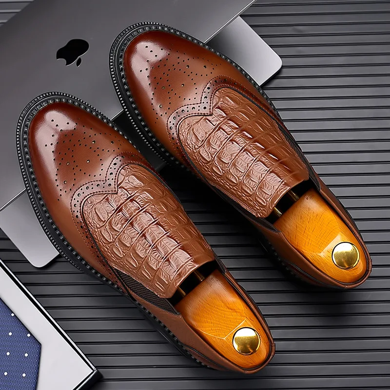 New Ties English Carved Platform Brock Shoes for Men Fashion Casual Spring Autumn New Designer Cow Leather Men's Dress Shoes Men