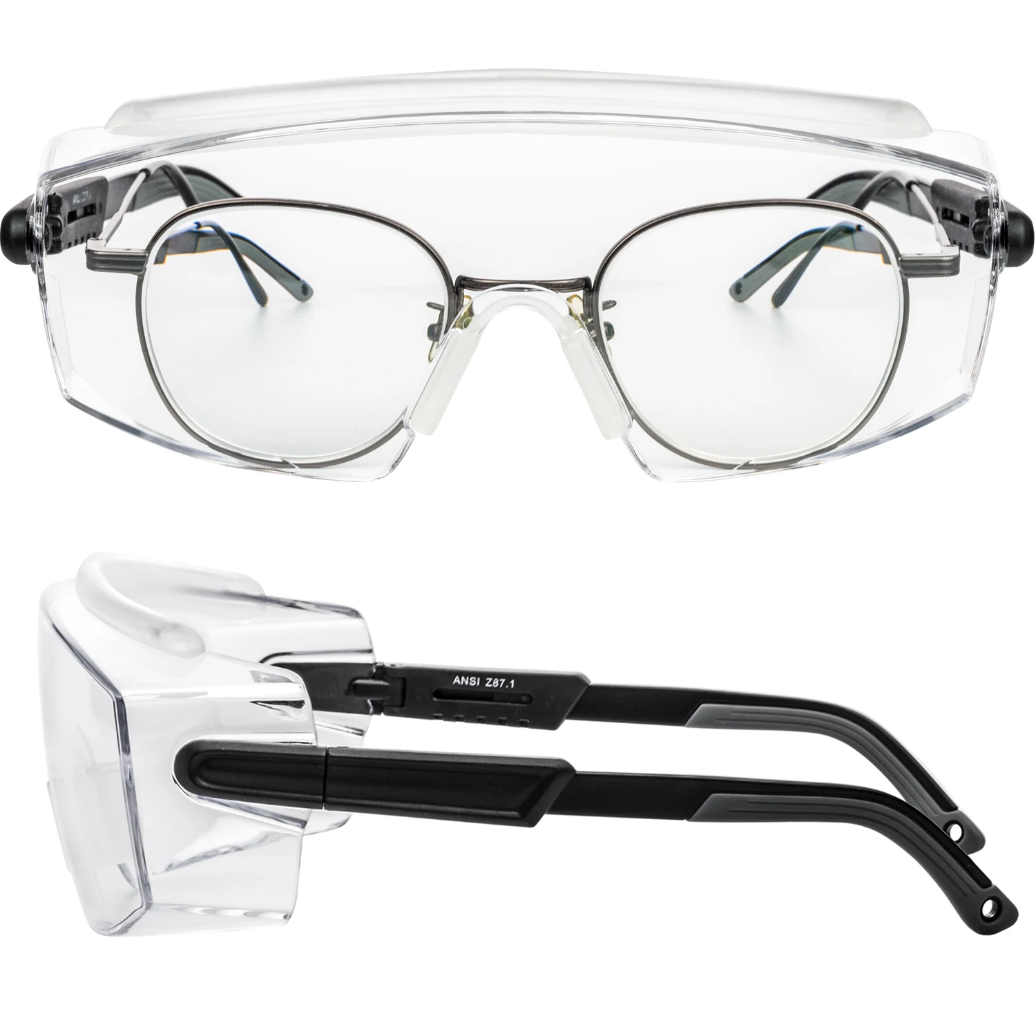 3PCS VOPHA Anti-fog safety glasses, transparent lenses with black frame, scratch and blue light resistant, unisex