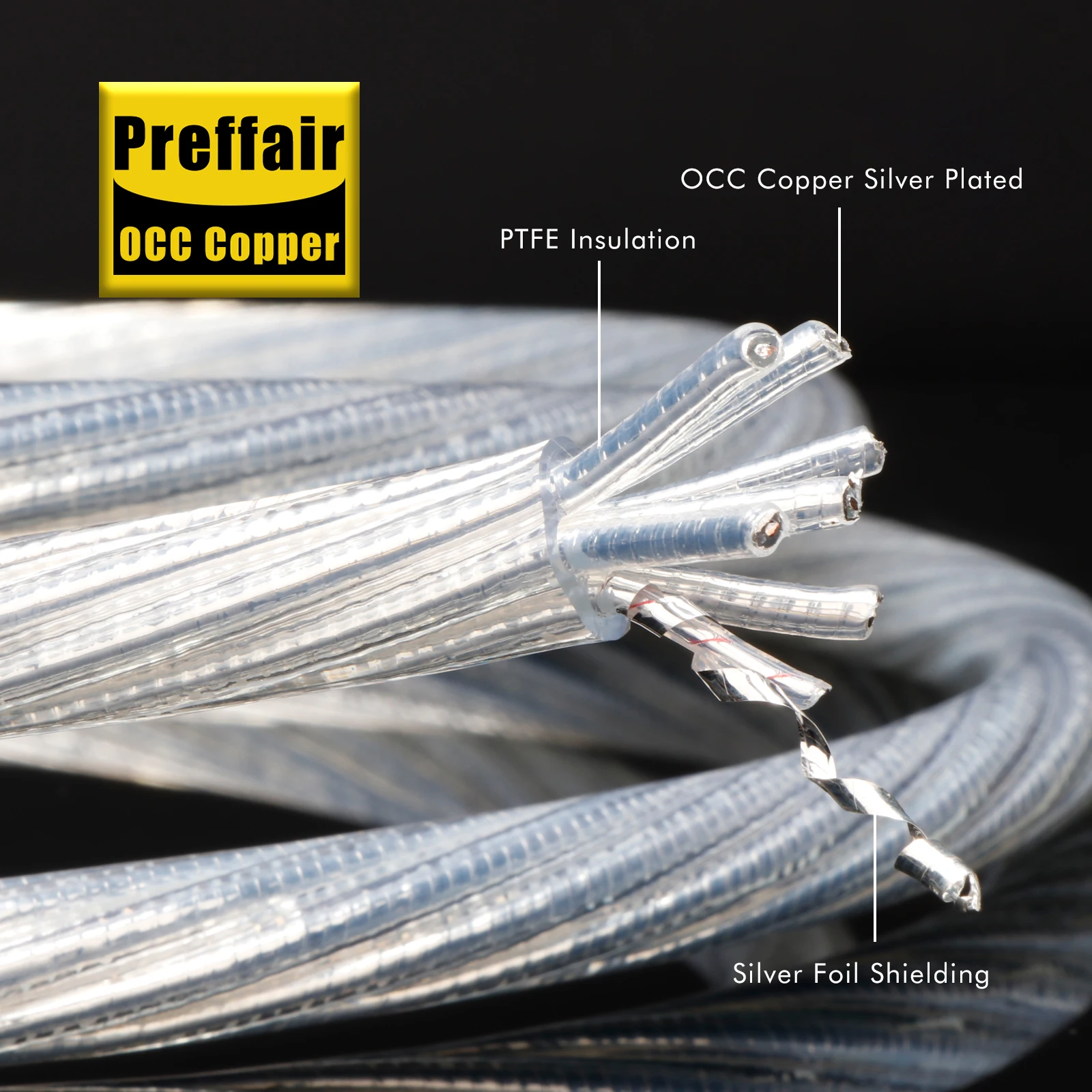 Preffair Hi-end OCC Silver Plated AC Power Cable HiFi Audio US/EU/AU Power Cord Silver Plated Power Cable for Amplifier Filter - view 3