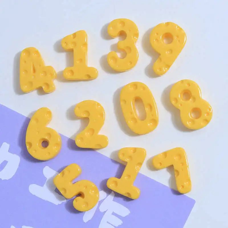 20pcs New Resin Number Biscuit Flatback Cabochons for Creative Design Crafts Cute Single Numbers Resin Accessory Embellishment