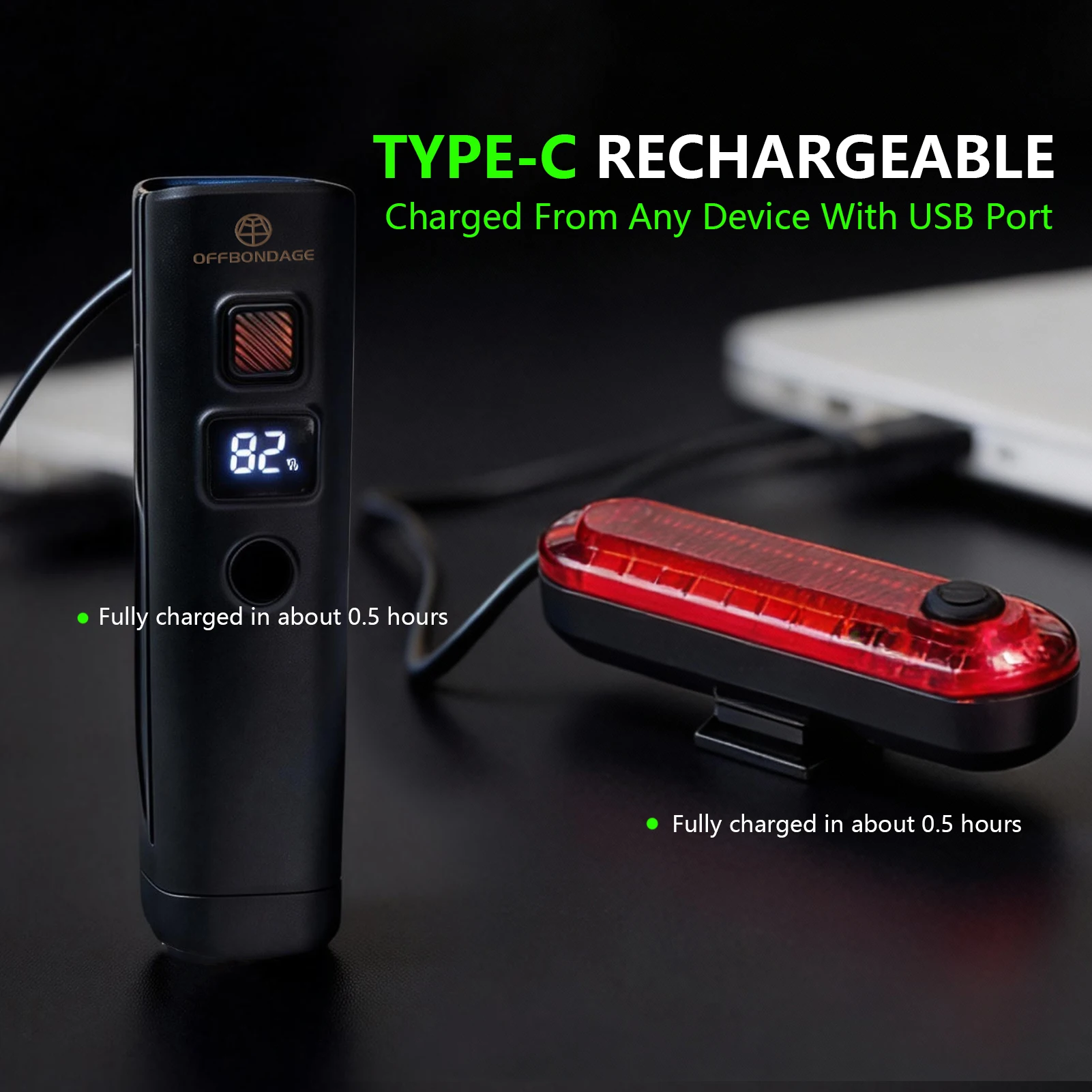 OFFBONDAGE Bicycle Light LED Front USB Rechargeable MTB Mountain Bicycle Lamp 300LM Bike Headlight Flashlight Cycling Rear Light image 4