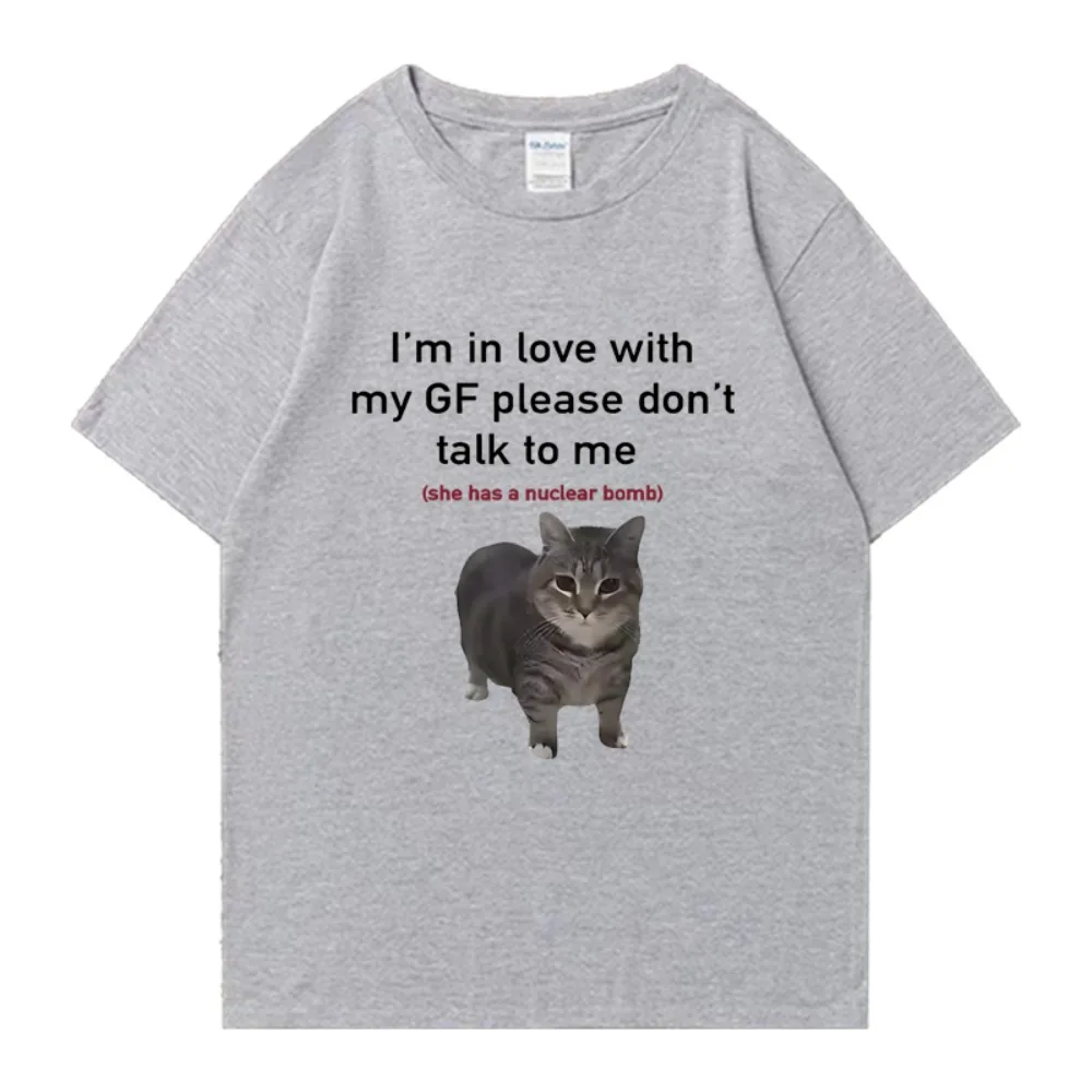 I'm in Love with My GF Funny Cat Crew Neck Tee Shirt Summer Casual Men Women Tops Unisex T-shirt view 4
