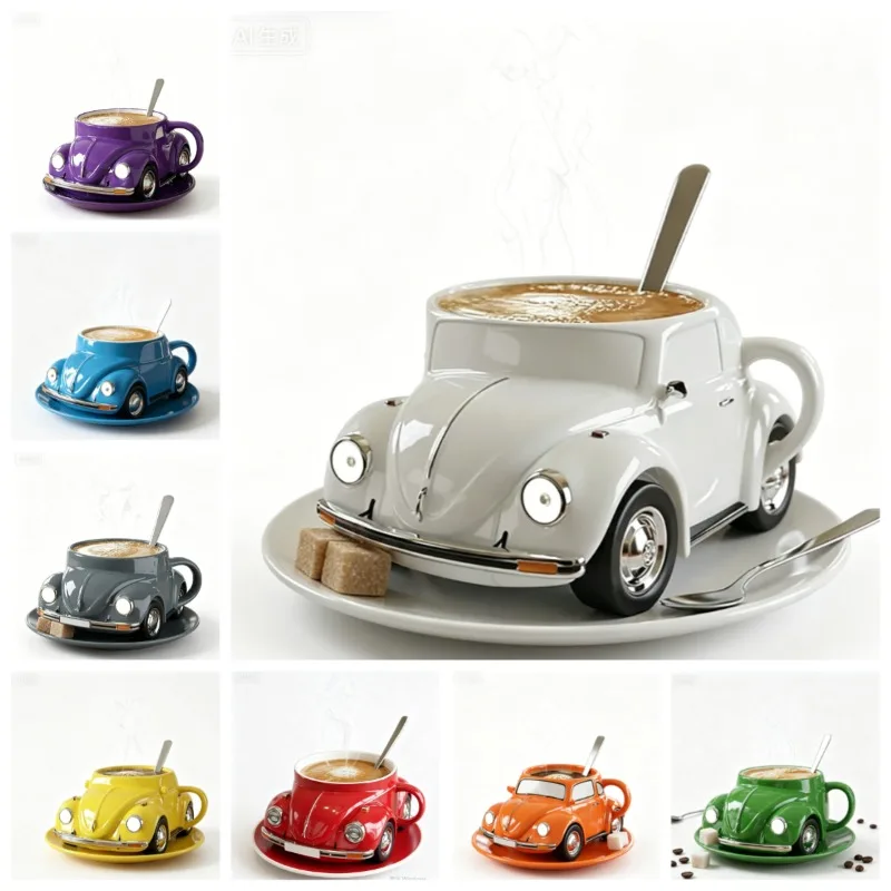 2pcs Retro large-capacity car modeling mug, coffee milk cup