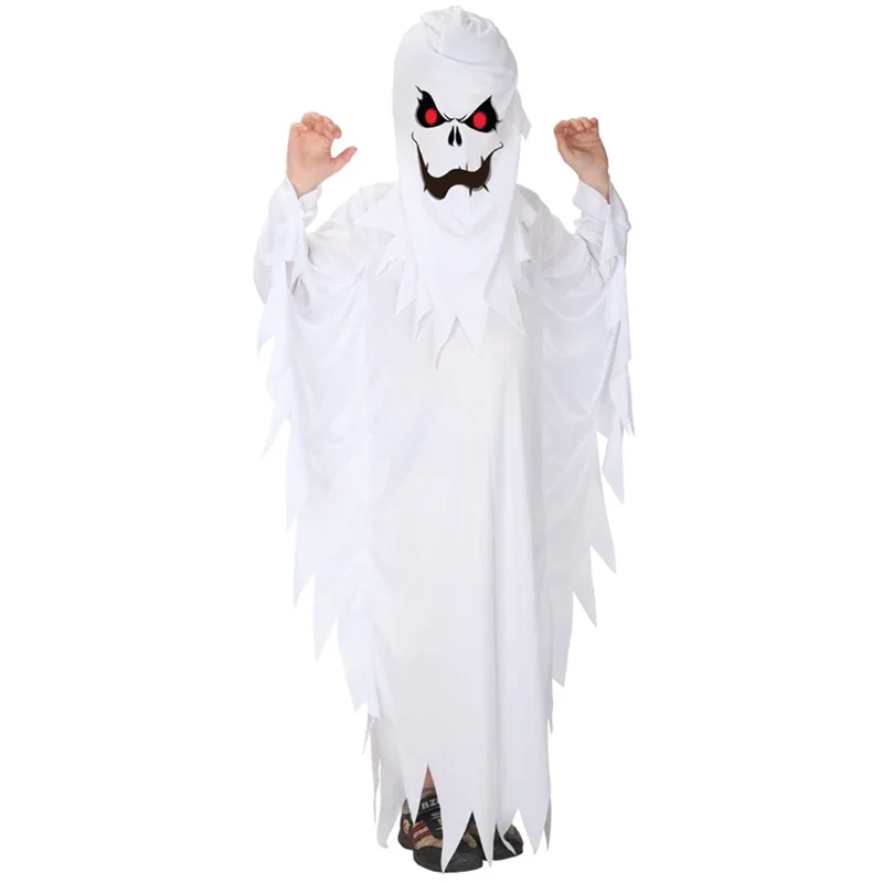 Umorden Boys White Spooky Scary Ghost Costume Cosplay for Kids Child Robe Halloween Purim Party Mardi Gras Fancy Dress