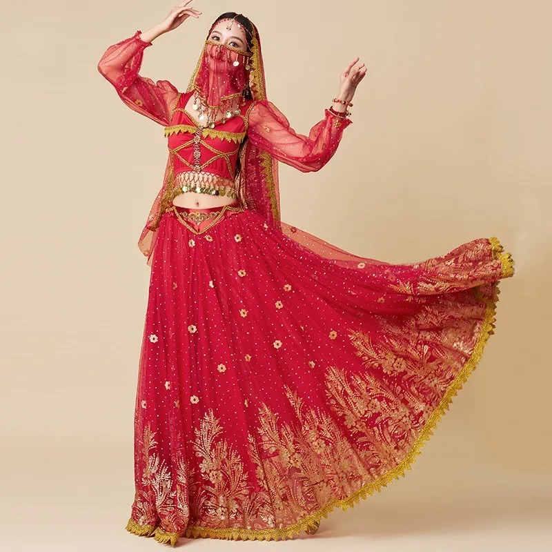 Customized Halloween Cosplay Costume Western Princess Belly Dance Costumes Big Dress Exotic Performance Clothes Set 2-7Pcs