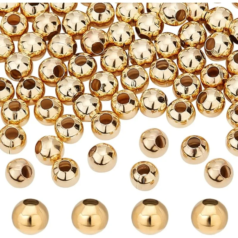 

200 шт. золотые круглые бусины-разделители 5 мм шариковые свободные бусины из нержавеющей стали круглые бусины полированные глянцевые бесшовные бусины для ювелирных изделий своими руками