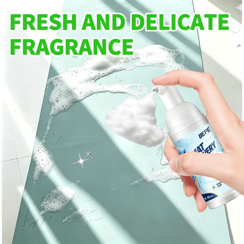 50ML Yoga Mat Foam Dry Cleaner, Multi-Function, High Penetration, Restores Whiteness, No Water, Clothing, Sofa, Carpet, Curtains