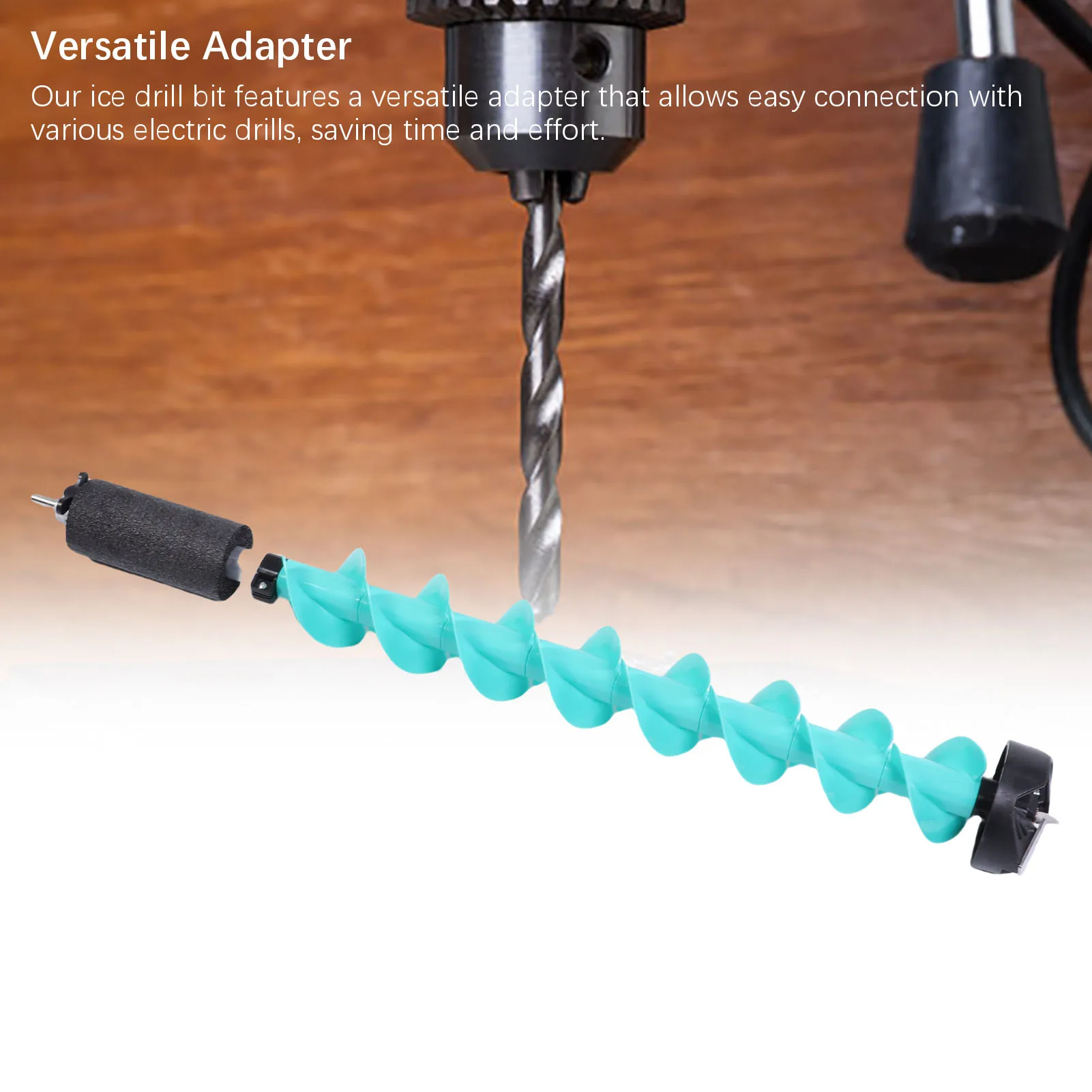 Deep Ice Layer Ice Auger Drill Bit 5 Inch Drilling Diameter Carbide Ice Drill Bit w Float and Versatile Adapter for Deep Water