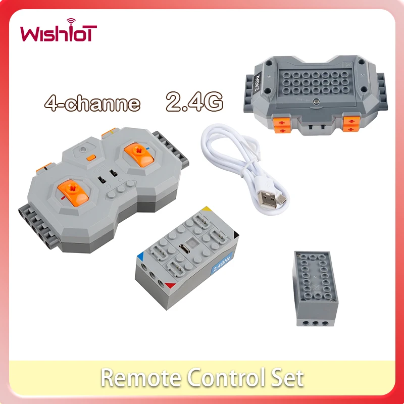 4-channel Remote Control Set 2.4G Remote Control + Receiver Lithium Battery Box + USB Charging Cable for RC Car Robot Control