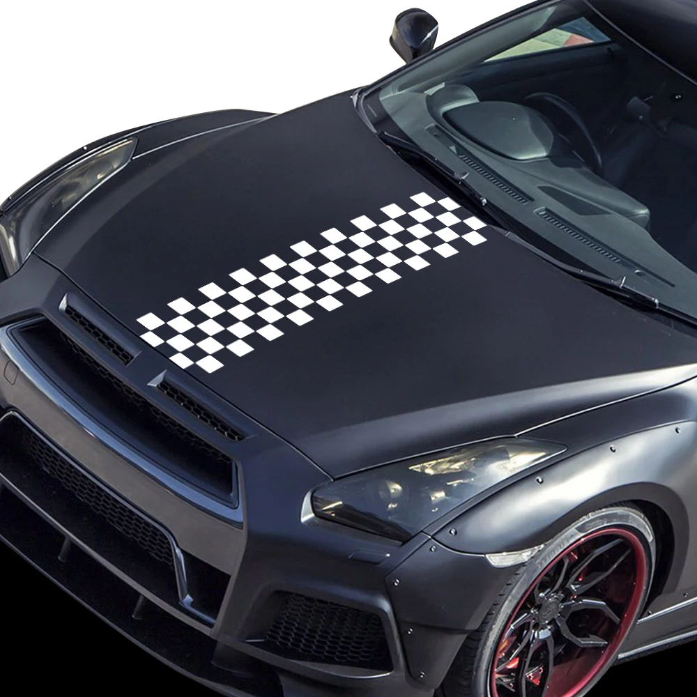 

Grid Stripe Pattern Car Hood Sticker Racing Sports Decals Vinyl Auto Decor Accessories For BMW Audi Tesla Seat Subaru Skoda