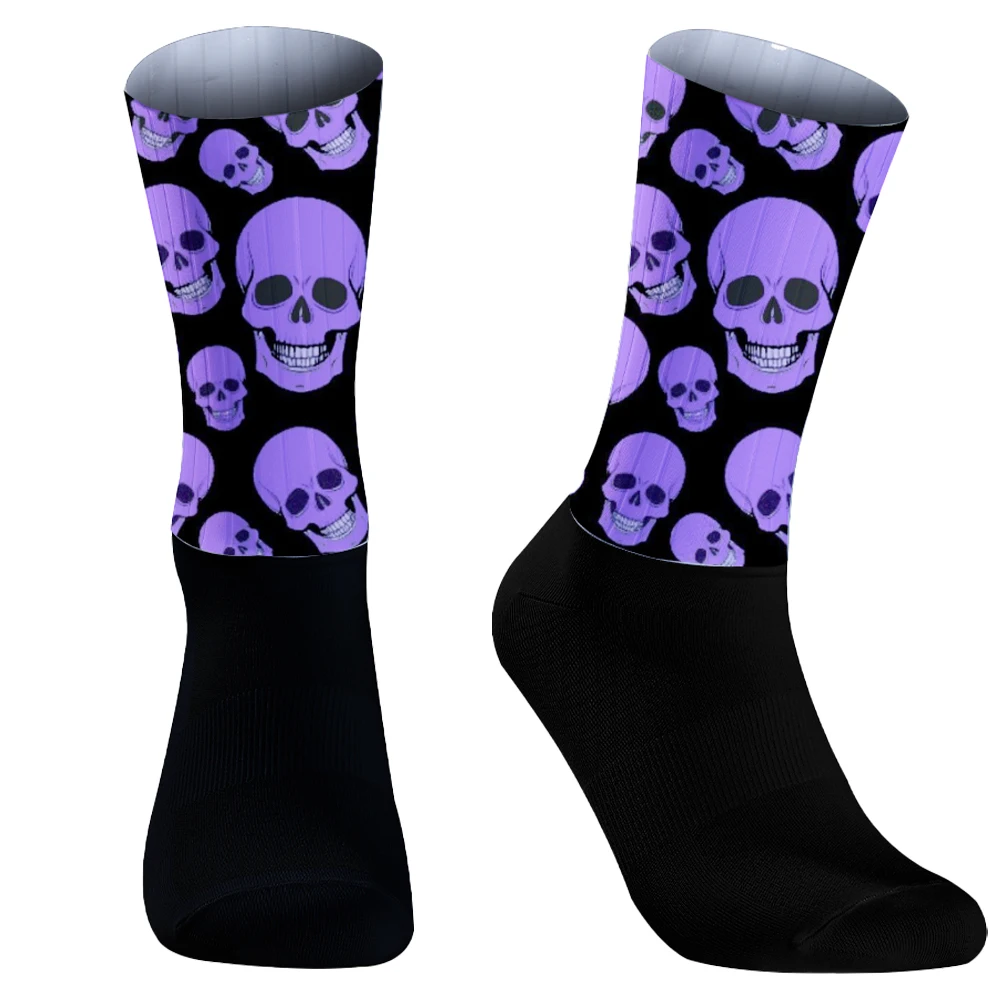 New High quality Professional Compression Halloween Skull Cycling Socks Breathable Road Bicycle Socks Outdoor Sports Racing