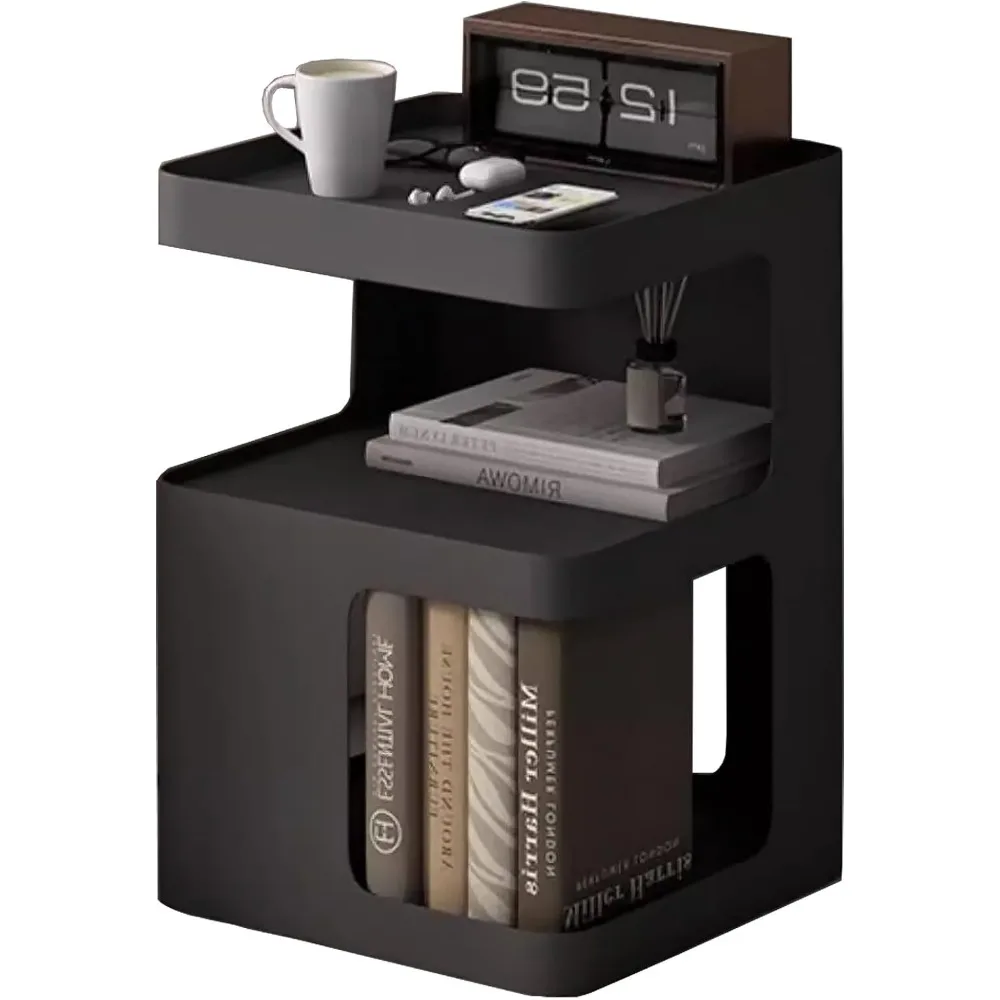 

Unique filing cabinet with side table, three-level characteristic living room with storage space, no need for office assembly