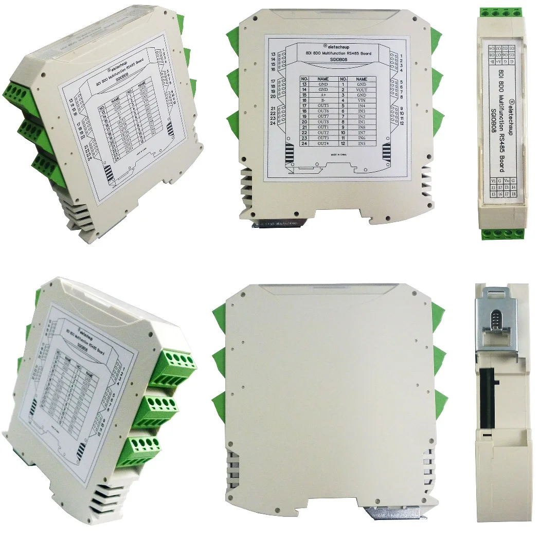 Relay PLC Industrial Equipment Ultra-thin Safety Barrier RS485 IO Module 8DI-8DO RS485 Digital NPN Input Output MODBUS RTU