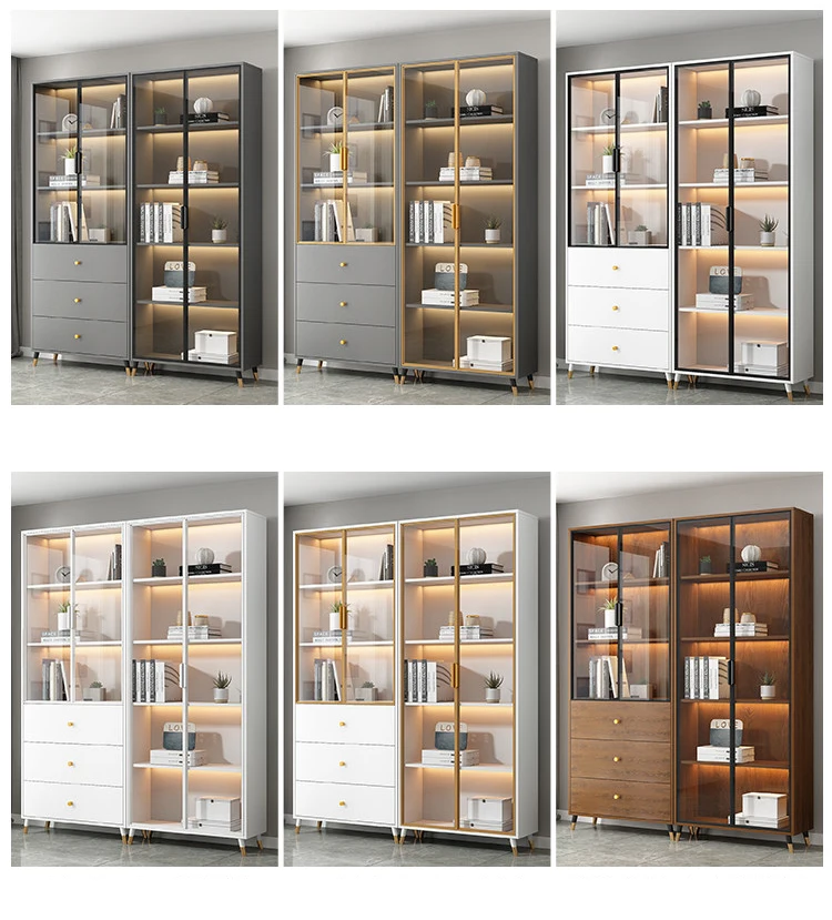 Modern Home Bookshelf Glass Door Simple Combination Bookcase Wine Cabinet Storage Living Room Furniture Office Dining - view 5