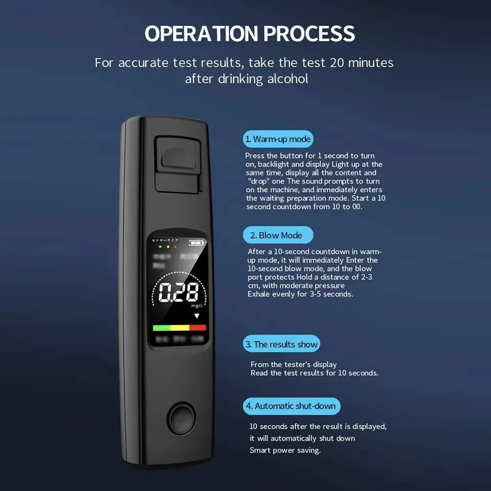 Alcohol Tester Professional High Sensitivity Breathalyzer Non-Contact Alcoholometer Type-C Charging Portable Breathalyzer image 6