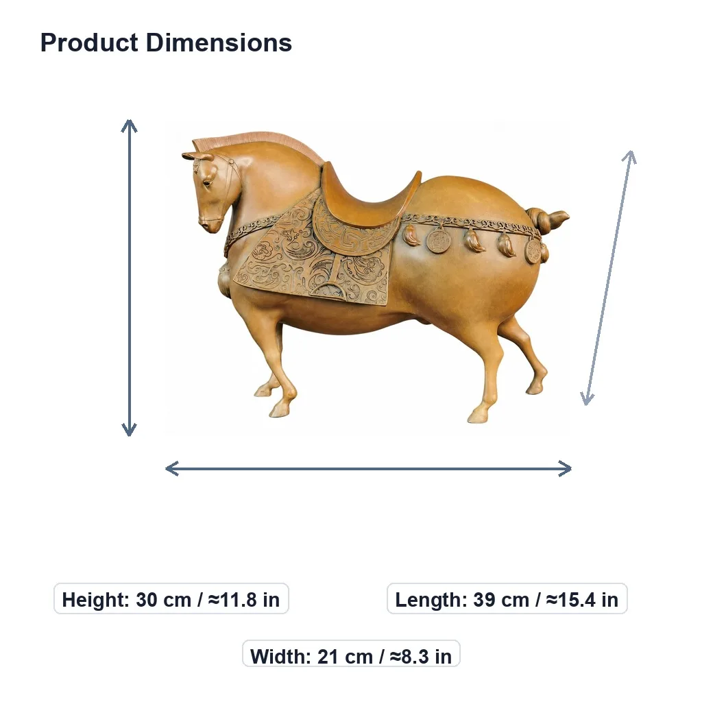 Handcrafted Solid Copper Tang Horse Statue for Elegant Chinese Traditional Office Living Room Tabletop Decor Gift