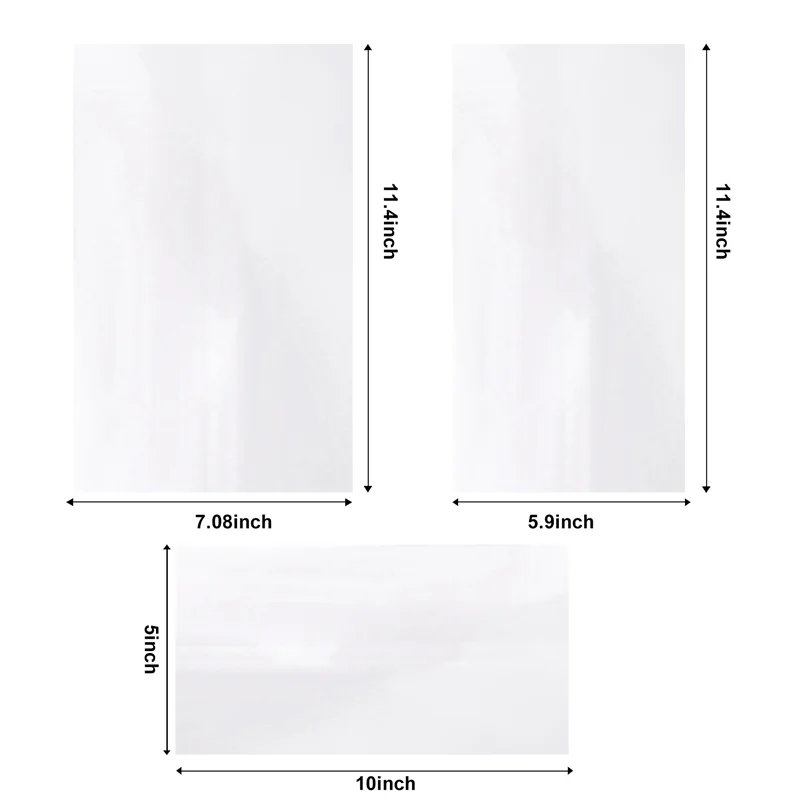 AB47-60Pcs التسامي يتقلص التفاف الفيلم، 3 أحجام نقل الحرارة يتقلص الفيلم يتقلص أكياس التفاف الأبيض للأكواب والبهلوانات والأكواب