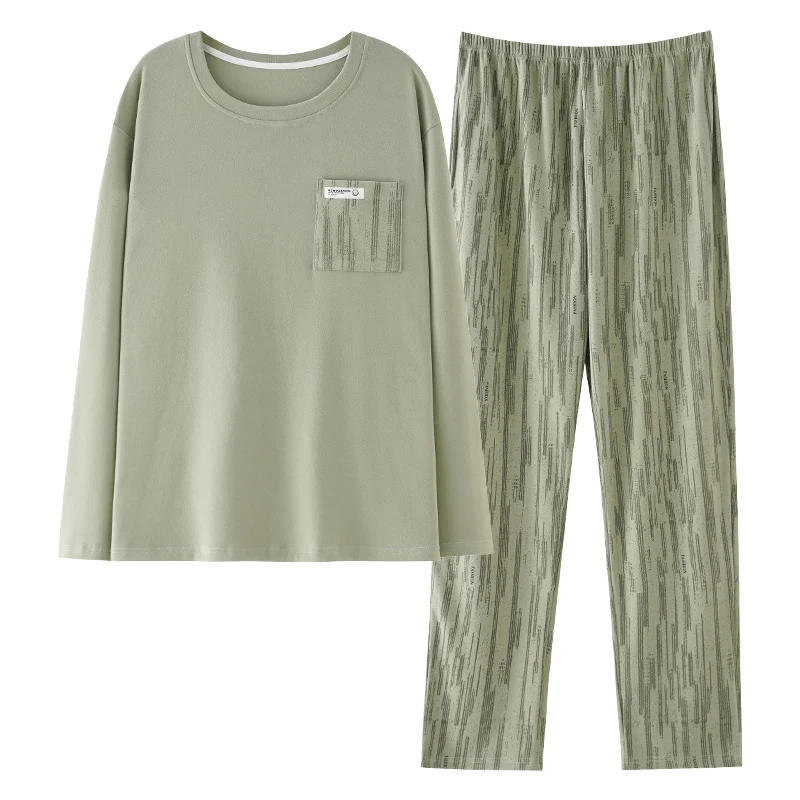 

Men's Sleepwear Fashion Print Home Suit Thin Velvet Pyjamas For Man Autumn Winter New Mens 2 Pcs Round Neck Pajamas Set L-6XL