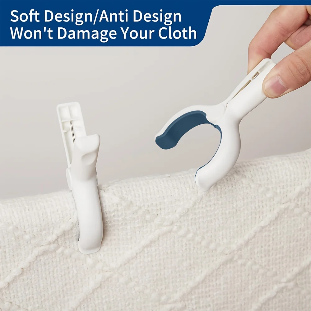 6 قطع من مشابك مناشف الشاطئ، دبابيس ملابس بلاستيكية شديدة التحمل، مشابك تجفيف اللحاف، مشابك ملابس مقاومة للرياح