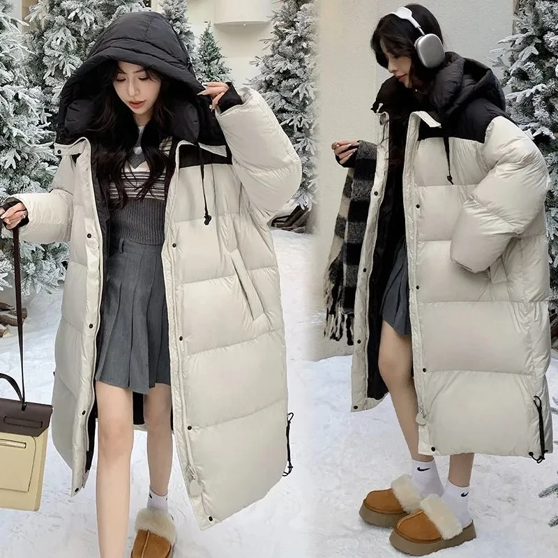 2024 Winter Women\'s Puffer Casual Snow Wear Coat Long Parkas Clothes Hooded  Cotton Padded Jacket Female Windproof Overcoat Oute