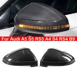 For Audi A5 S5 RS5 A4 S4 RS4 B9 Real Carbon Fiber Car Rearview Side Mirror Cover Wing Cap Exterior Door Rear View Case Trim Auto