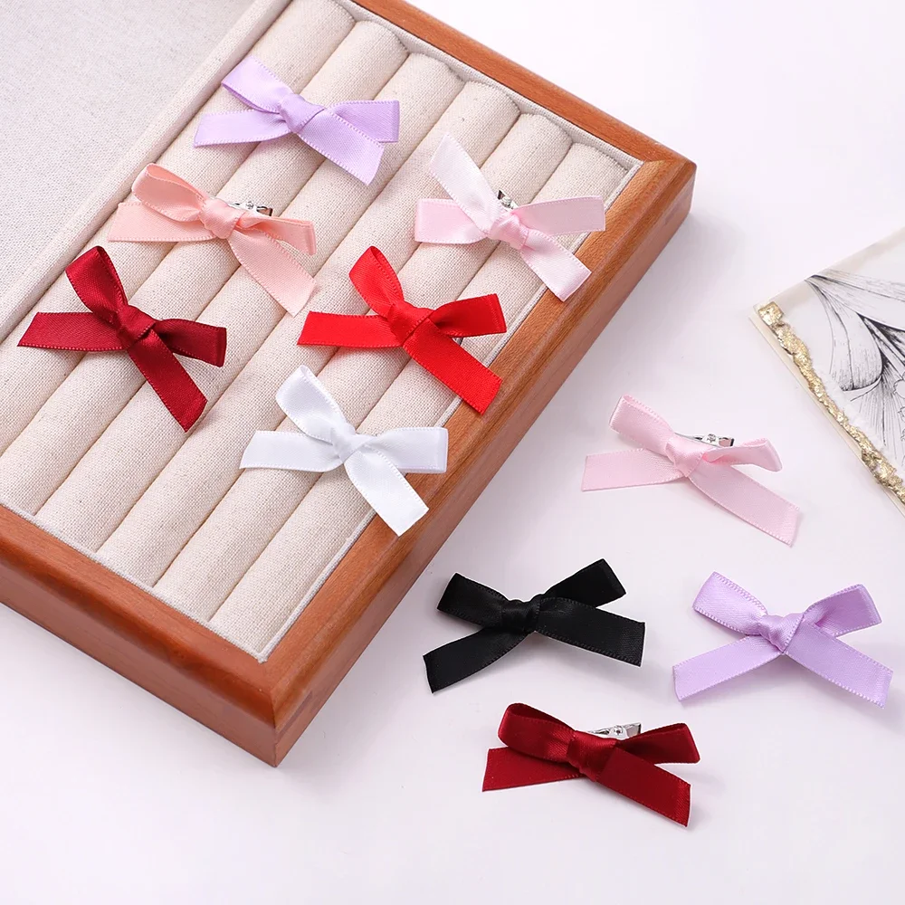 7pcs Sweet Girls Bowknot Mini Hair Clips Metal Hairpin Headwear Barrette Handmade Ribbon Bow Bangs Clip Fashion Hair Accessories