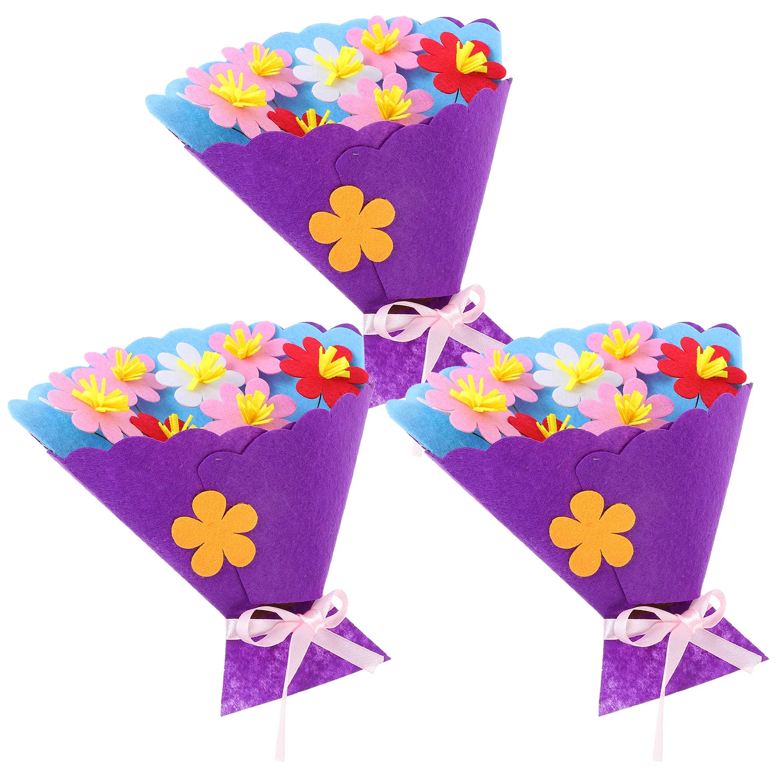 3Pcs DIY Bouquet Package Creative Non-Woven Handmade Flower Material Educational Set for Kids Develop Cognition Observation