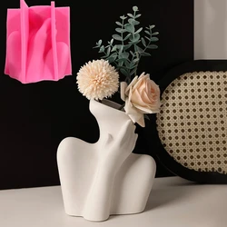 3D Large Nordic women's vase epoxy resin silicone mold abstract goddess vase concrete cement silicone mold girl vase gypsum mold