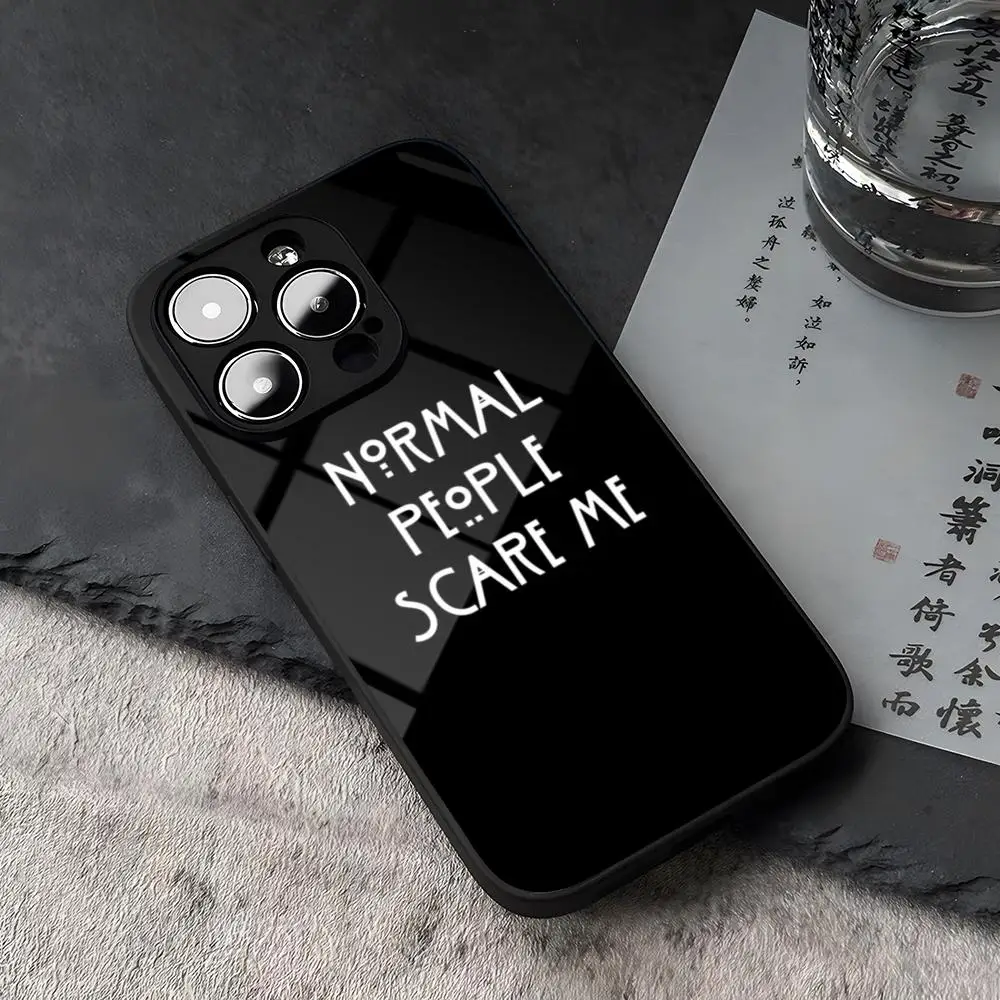 American horror story ahs capa de telefone vidro temperado para iphone 16 13 14 12 15 11 pro max plus mini x xr se2020 coque