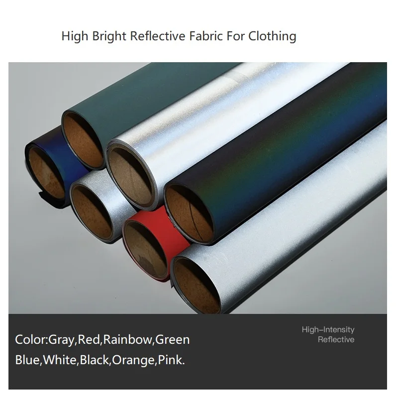 Rainbow Grey Reflective Fabric 140cm Width Polyester High Visibility Sewing Material for Clothing