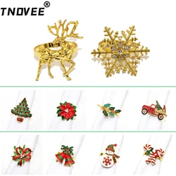 1Pcs Christmas Napkin Rings Metal Deer Wreath Napkin Holder Xmas Bell Angel Snowman Candy Cane Napkin Buckle for Table Decor