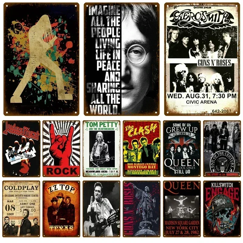 

Retro Rock Tin Sign Poster Vintage Wall Poster Metal Sign Decorative Wall Plate Kitchen Plaque Metal Vintage Decor Accessories