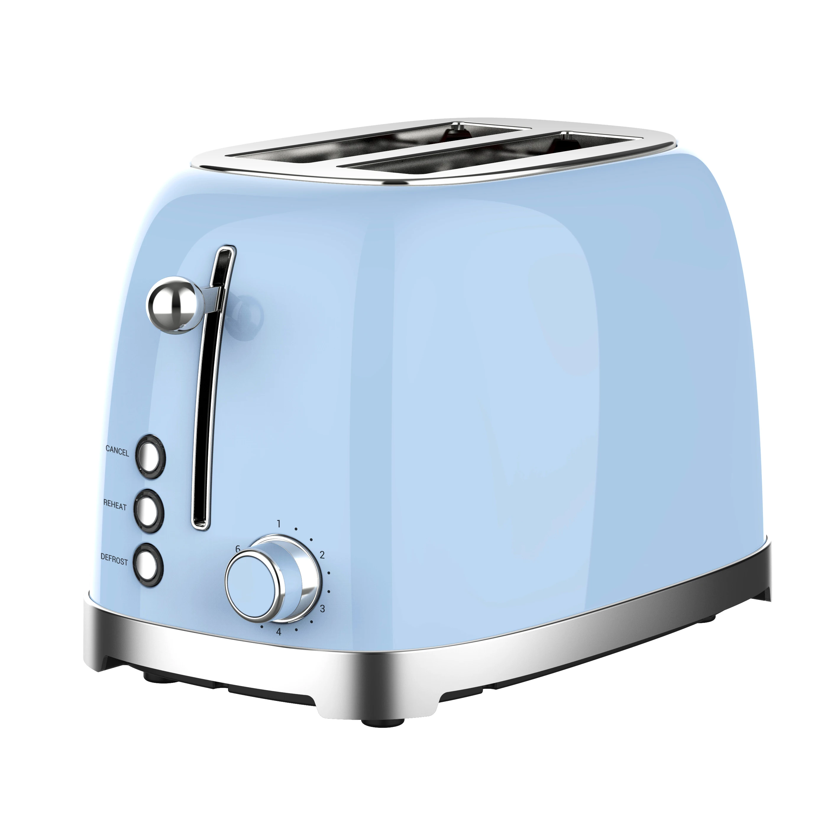 Electric 2 Slice Extra Wide Slot Bread Toaster Reheat Defrost Cancel 6 Level Browning Retro Design