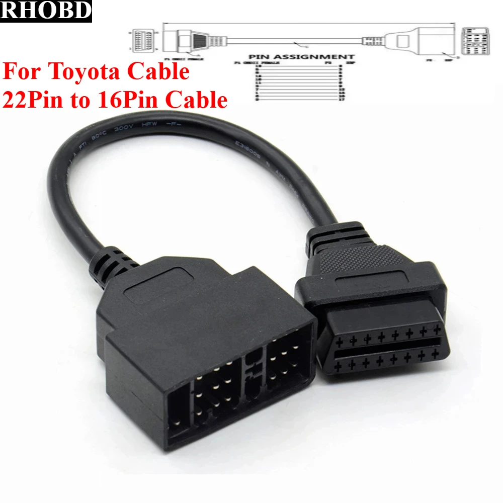 

НОВЫЙ диагностический разъем OBD2 с 22-контактным на 16-контактный разъем для Toyota 22PIN OBDII Кабель-адаптер Передача для Toyota 22Pin к OBD2 16-контактный инструмент