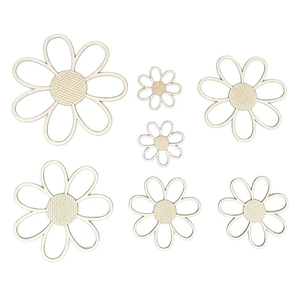 7PCS Boho 3D Flower Wall Decals Hollow Petals Wood Wall Hanging Decoration DIY Decoration Photo Props Hollow Flower Ornament