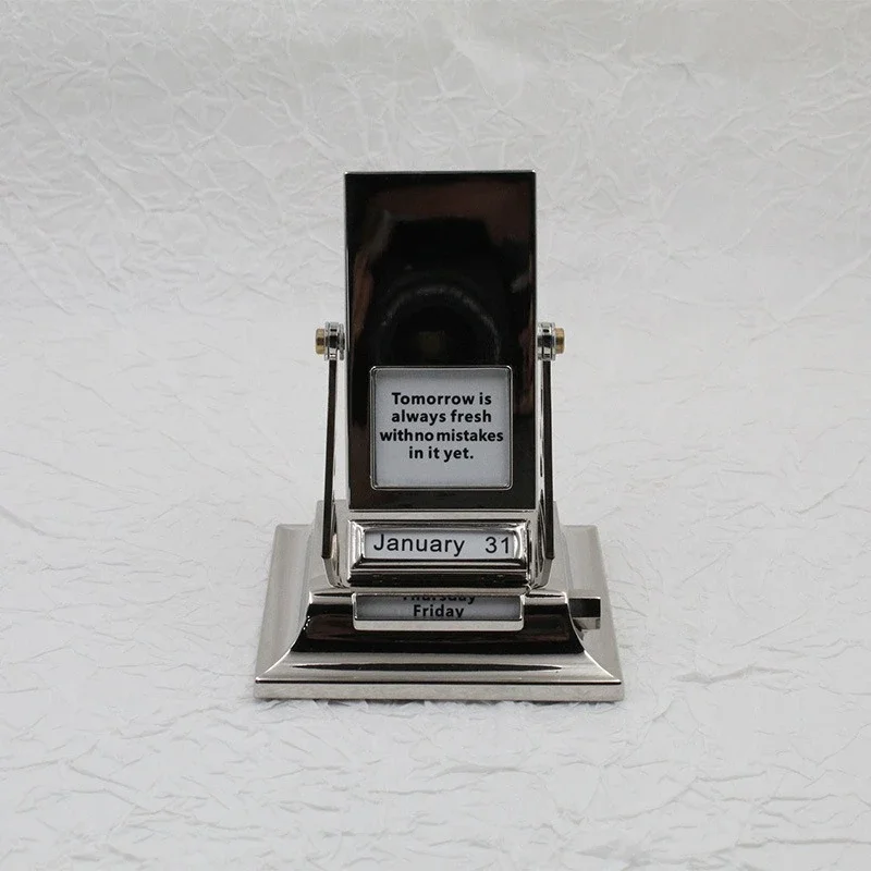 Metal calendar, flip desk calendar ornament, desktop perpetual calendar