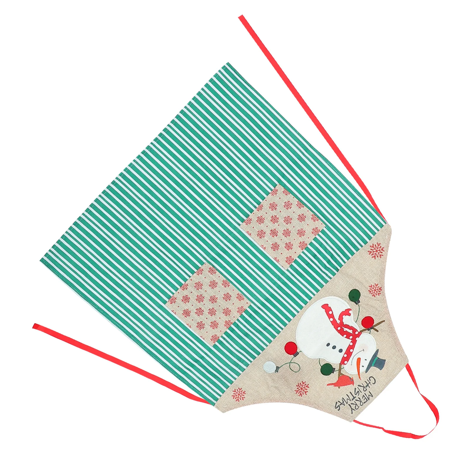 

Snowman Barber Haircut Apron Adjustable Waistband Stable Sling Neck Design Kitchen Cooking Apron Christmas Party Use