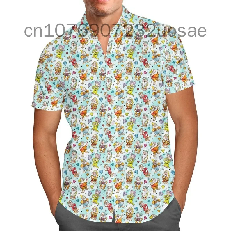 

2024 New Disney Dopey Dwarf Hawaiian Shirt Men Women Short Sleeve Beach Shirt Disney Hawaiian Shirt Fashion Casual Shirt Top