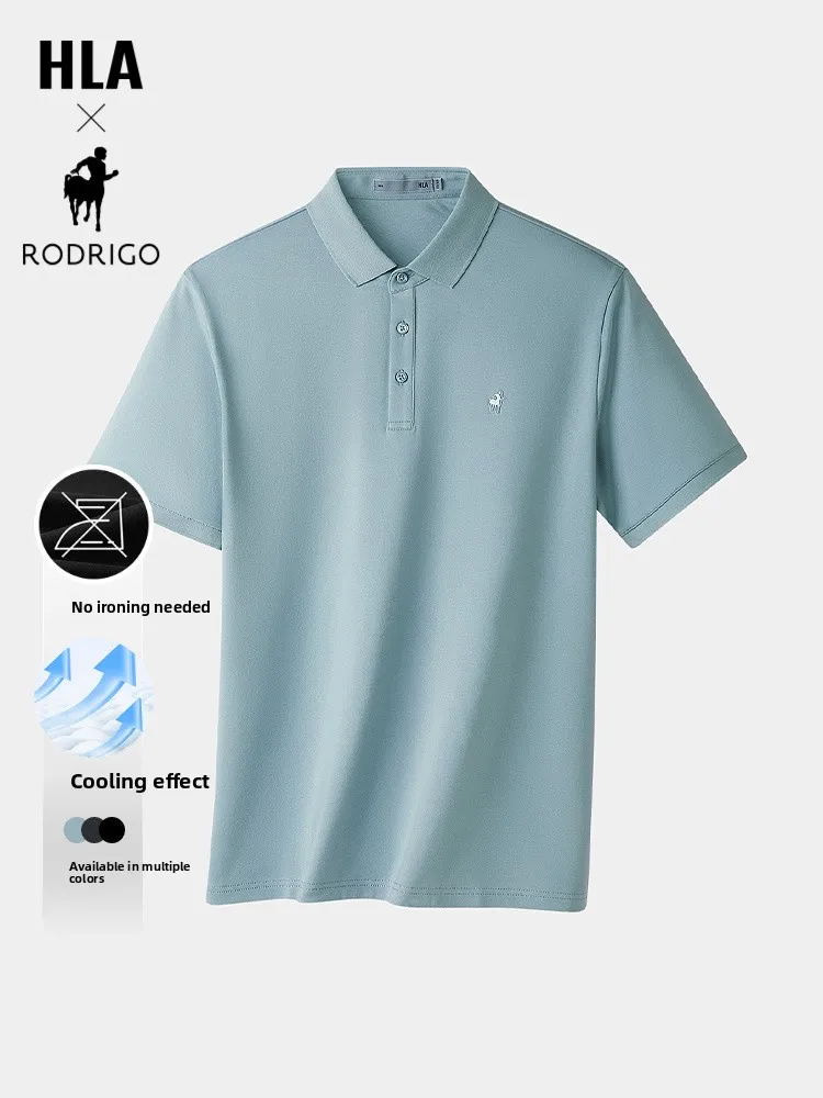 HLA Hailan Home Lord Riley Collaborative Vintage  Shirt Business Casual Men's Short Sleeve Knitted Cotton Blend Top